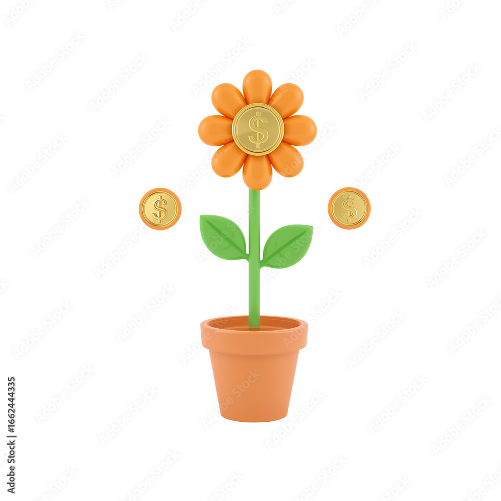 Fototapeta premium Blooming financial future a conceptual illustration of growth and prosperity, isolated