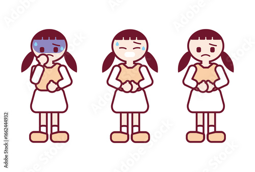 お腹の痛みや不調で辛そうな女の子のイラスト