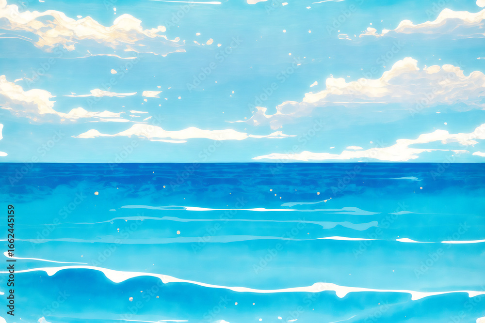 Obraz premium 青い海と青い空の背景 AI生成素材