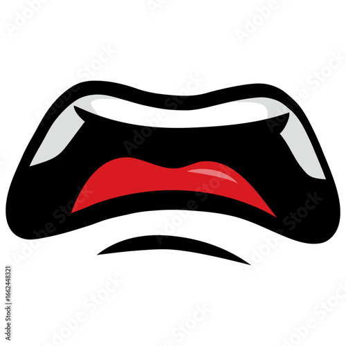 Mouth Crying Fear Cartoon Face Expression Drawing Vector Illustration