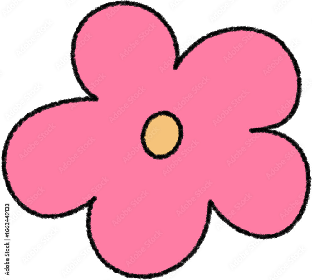 Obraz premium Pink Four-Petal Flower Drawing, Cute and Simple Floral Icon Vector Design