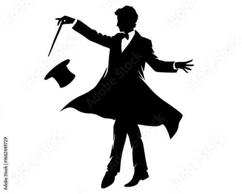 Magician silhouette, vector illustration
