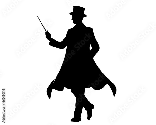 Magician silhouette, vector illustration
