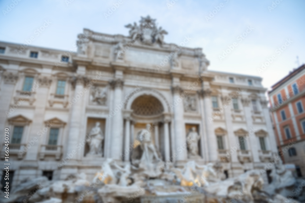 Obraz premium Blur Ancient View of the Trevi Fountain or Fontana di Trevi Rome, Italy.