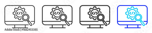 Code Coverage Icon Set Collection in Creative Outline Style for Software Testing Featuring Multiple Thickness Variations with QA Debugging Code Quality and System Reliability