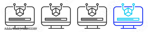 Load Simulation  Icon Set Collection in Creative Outline Style for Software Testing Featuring Multiple Thickness Variations with QA Debugging Code Quality and System Reliability