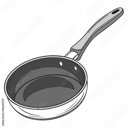 Gray frying pan with handle cooking kitchenware