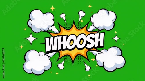 Cartoon explosion with whoosh sound graphic animation for video editing