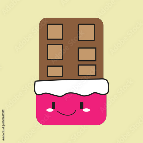 Vector illustration of a chocolate bar, a food or beverage product made from processed cocoa beans that go through a fermentation, drying and grinding process.