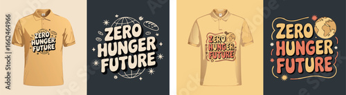 Illustrated Polo Shirts and Designs Promoting Zero Hunger Future, Earth Friendly Apparel Concept