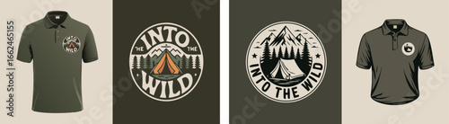 Into The Wild Camping Shirt Mockup With Vintage Logo Designs for Outdoor Adventures