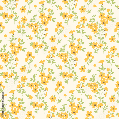 Flower pattern. Ditsy floral seamless pattern. Small little flower background. Repeat pattern. Ditsy print. Botanic surface design. Ditsy floral flower pattern for fashion, fabric, wrapping, decor
