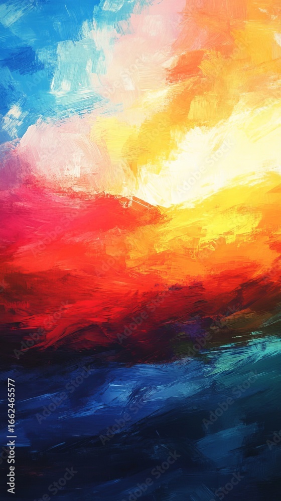 Naklejka premium Vibrant abstract sky with blended colors and brushstrokes
