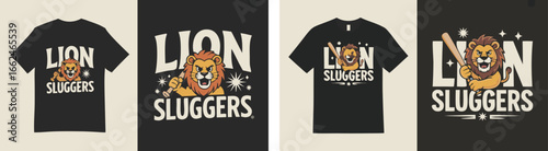 Lion Sluggers Cartoon Tees Collection Baseball Themed Designs for Men and Women