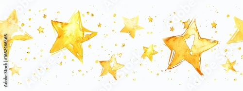 Watercolor stars on a white background