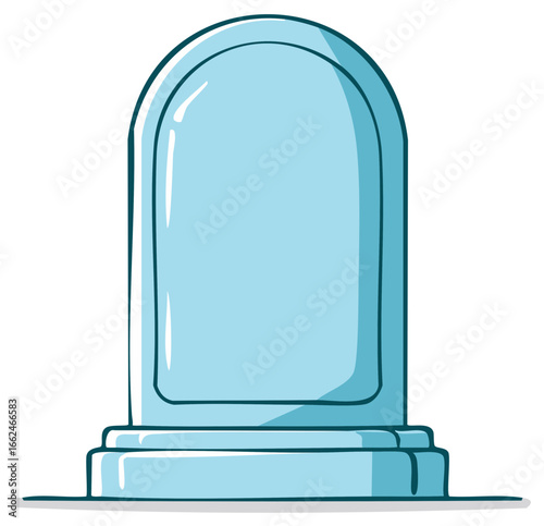Cartoon-style Illustration of a Blank Tombstone in Light Blue, Cemetery Symbol