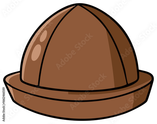 Cartoon Brown Felt Hat Illustration, Round Dome Shape and Brim, Apparel