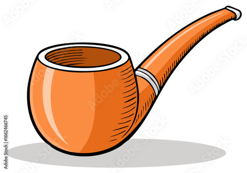 Orange Smoking Pipe Cartoon Illustration