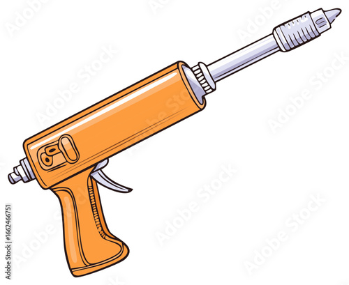 Orange Cartoon Soldering Iron Illustration Repair Tool, Retro Style Digital Art
