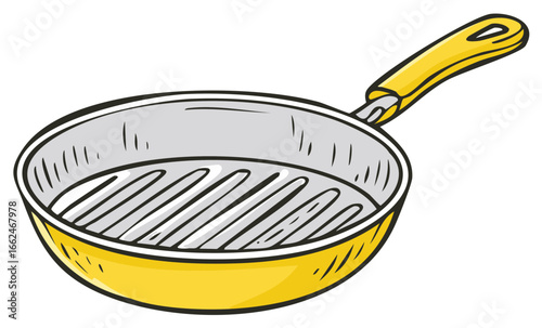 Yellow Grill Pan Isolated, Cooking Utensil, Kitchenware Equipment