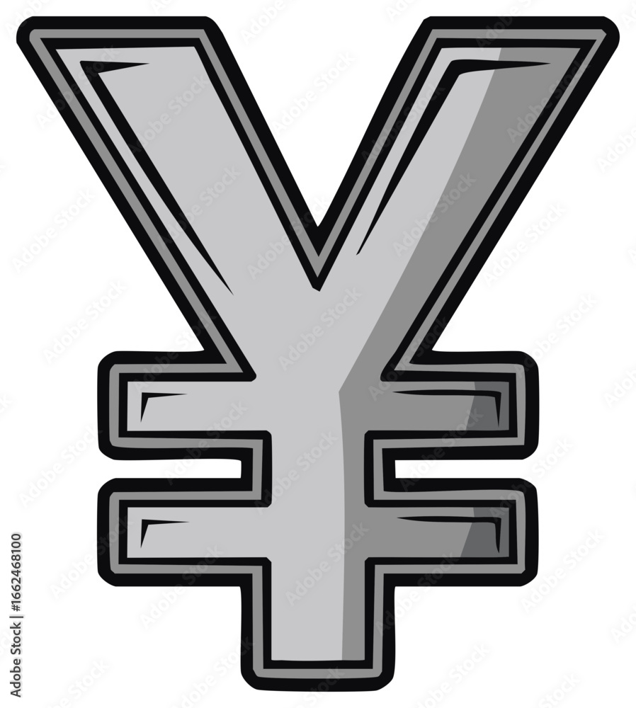 Obraz premium Bold Grayscale Yen Yuan Currency Symbol Icon for Financial Business and Economy