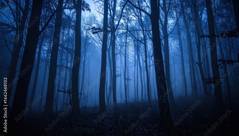 Obraz premium Mysterious Foggy Forest at Dusk