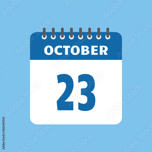 october 23 calendar icon Vector page month design