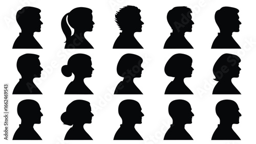 Diverse human profile silhouettes people male