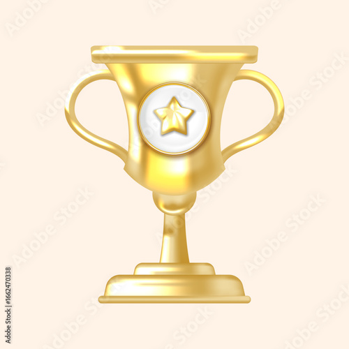 Polished Gold Trophy Cup with Star Design Perfect for Rewards Apps and E-Sports