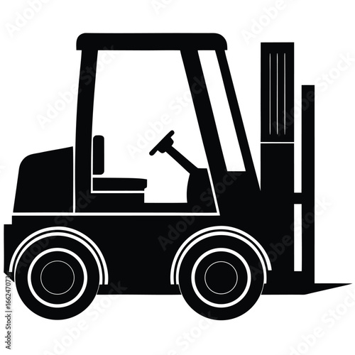 Vector art of forklift truck, a versatile vehicle used in various industries for lifting and transporting heavy materials efficiently