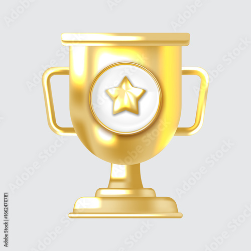 Gold Trophy Cup with Star Emblem Perfect for Achievement Badges and Game Rewards