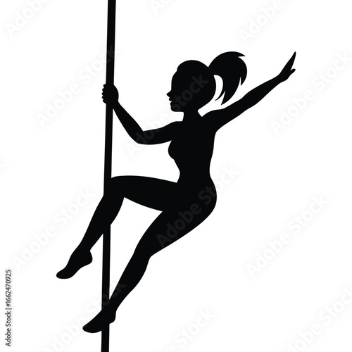 Silhouette of a girl dancing on a pole fitness