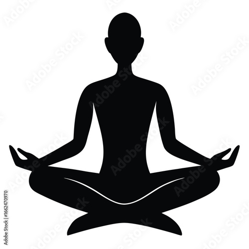 Silhouette of person meditating in lotus pose yoga