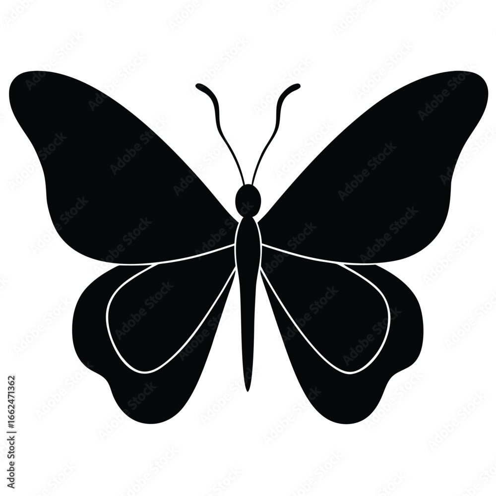 Naklejka premium Stark black butterfly silhouette insect wings