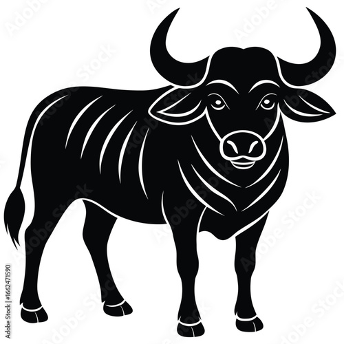 Stylized black wildebeest silhouette illustration animal