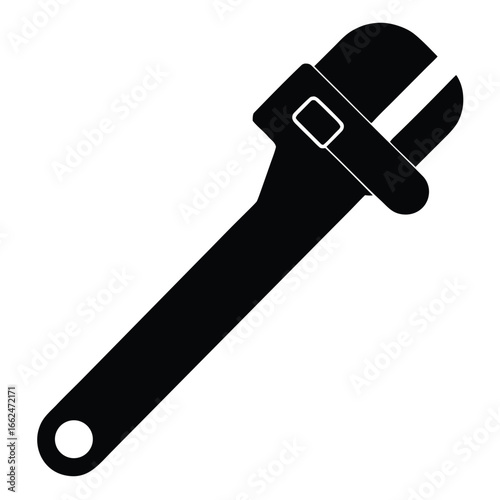 Black adjustable wrench tool white background