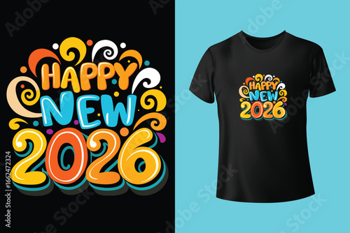 t shirt design concept happy new year 2026