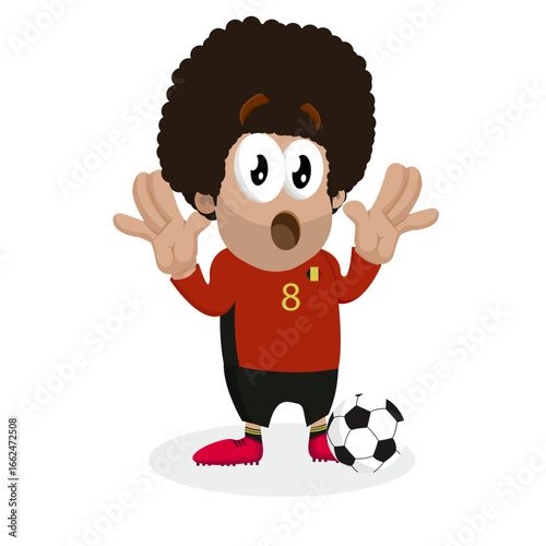 Surprised Red Soccer Player Looking Very Shocked With An Open Mouth