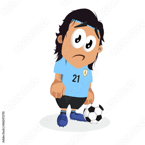 Sad Blue Soccer Player Feeling Disappointed After Losing The Match
