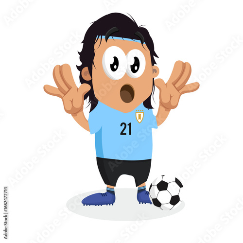 Surprised Blue Soccer Player Looking Very Shocked With Wide Eyes
