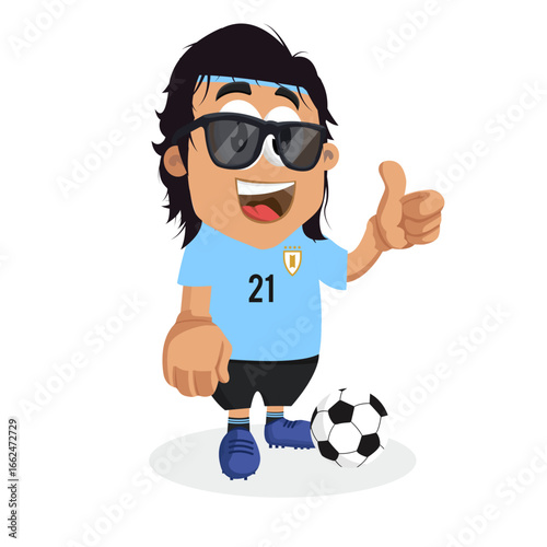 Cool Blue Soccer Player Wearing Shades And Giving A Thumbs Up