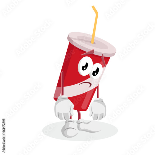 Sad Red Soda Cup Character Crying And Feeling Very Lonely All By Himself