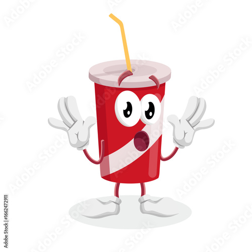 Surprised Red Soda Cup Character With An Open Mouth Looking Very Shocked