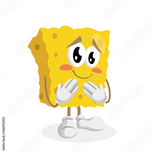 Shy Yellow Sponge Character Blushing Red Because He Feels Very Embarrassed