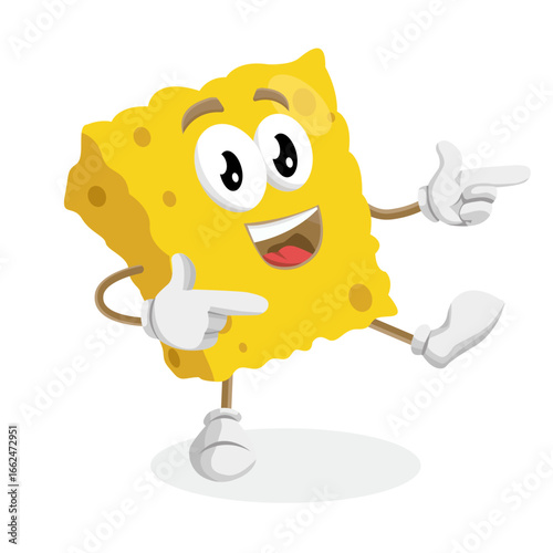 Thinking Sponge Mascot Holding His Chin While Wondering About Something New