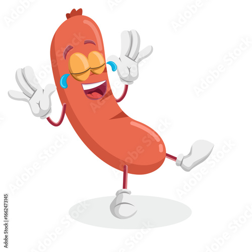Red Sausage Character Laughing Very Hard At A Very Funny Joke