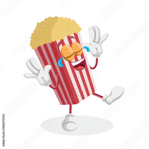 Funny Popcorn Character Laughing Hard with Tears of Joy