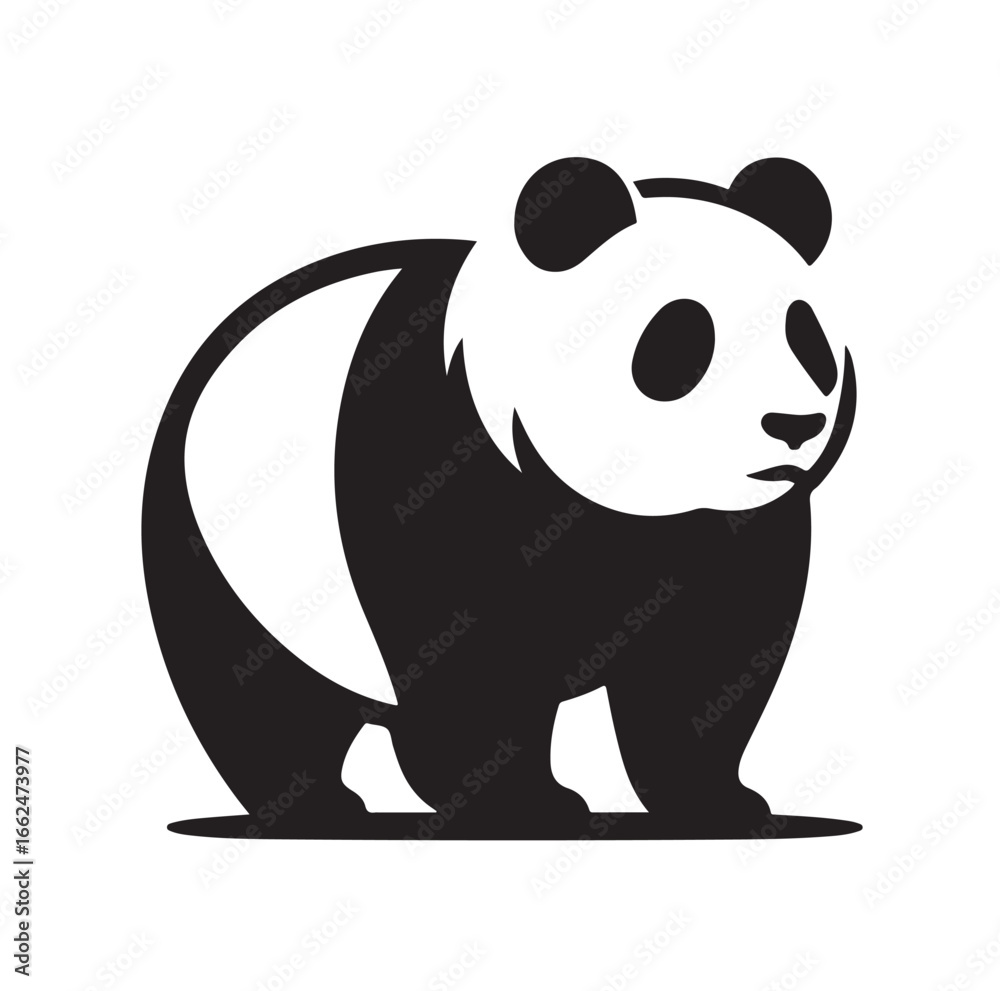 Fototapeta premium Black and White Minimal Panda Design – AI Vector Logo