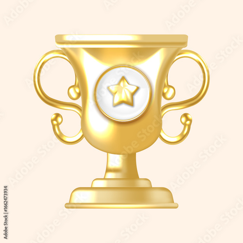 Premium Gold Prize Cup Featuring Star Icon Ideal for Achievement and Victory Badges