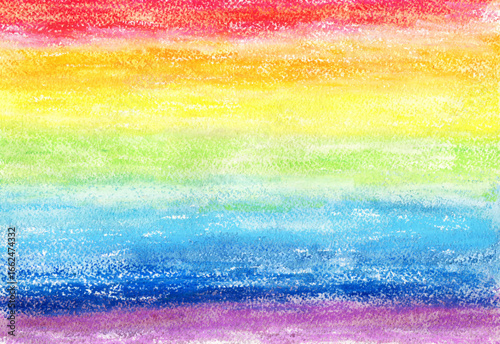 クレヨンで塗った虹色の背景素材